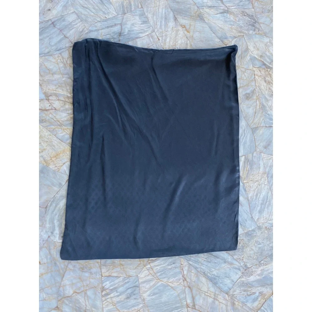 Charcoal Grey Silk Pillowcase Tonal Damask Pattern Standard Size Luxury Bedding